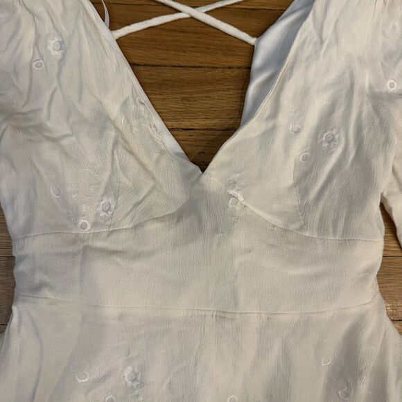 Lulus In the Meadow White Embroidered Backless Mini Dress Size Small - Picture 5 of 10